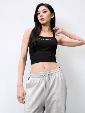 リブ シームレス ロゴ入り クロップド丈 ブラトップ