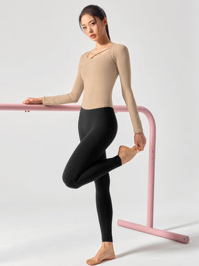 コットンライク クロス ストラップ 長袖 ブラトップ