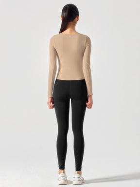 コットンライク クロス ストラップ 長袖 ブラトップ