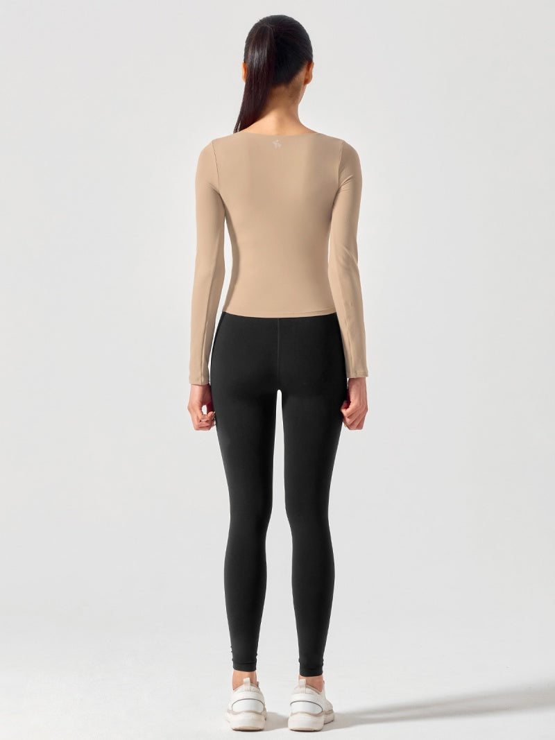 コットンライク クロス ストラップ 長袖 ブラトップ