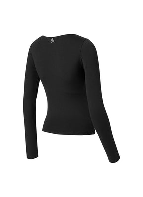 コットンライク クロス ストラップ 長袖 ブラトップ