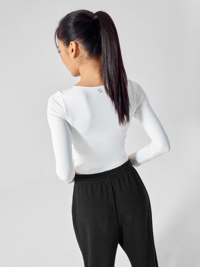 コットンライク クロス ストラップ 長袖 ブラトップ