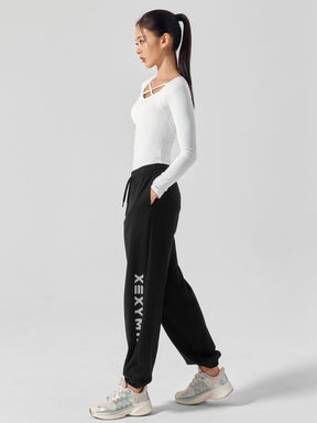 コットンライク クロス ストラップ 長袖 ブラトップ