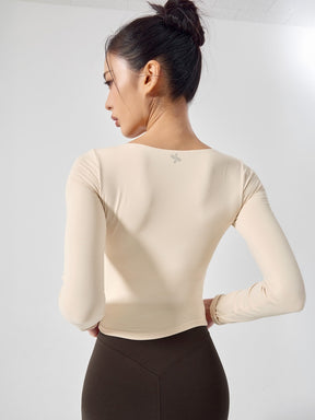 コットンライク クロス ストラップ 長袖 ブラトップ