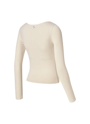 コットンライク クロス ストラップ 長袖 ブラトップ