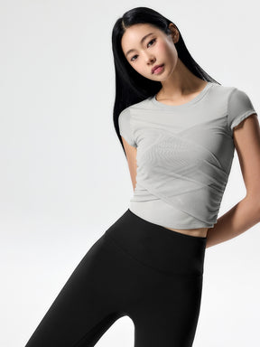 コットンライク クロス メッシュ 半袖 ブラトップ