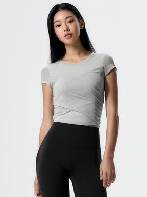 コットンライク クロス メッシュ 半袖 ブラトップ