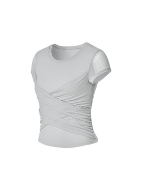 コットンライク クロス メッシュ 半袖 ブラトップ