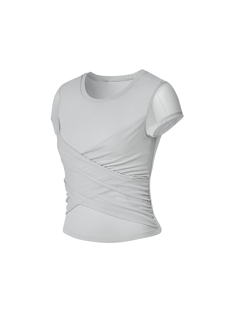 コットンライク クロス メッシュ 半袖 ブラトップ