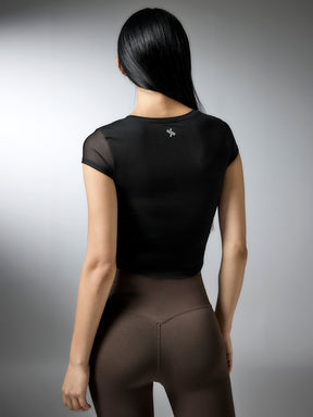 コットンライク クロス メッシュ 半袖 ブラトップ