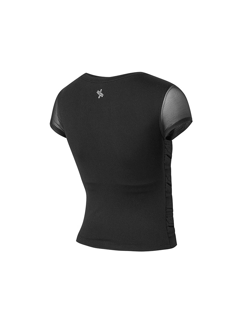 コットンライク クロス メッシュ 半袖 ブラトップ