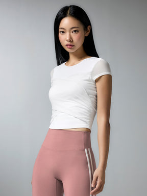 コットンライク クロス メッシュ 半袖 ブラトップ