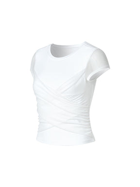 コットンライク クロス メッシュ 半袖 ブラトップ