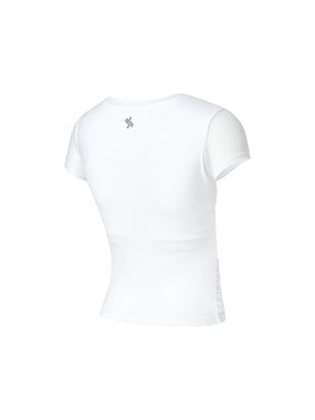 コットンライク クロス メッシュ 半袖 ブラトップ