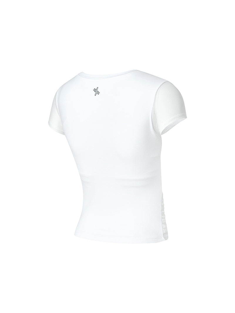 コットンライク クロス メッシュ 半袖 ブラトップ