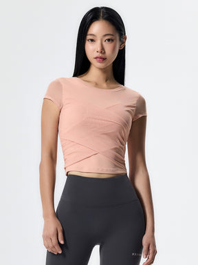 コットンライク クロス メッシュ 半袖 ブラトップ