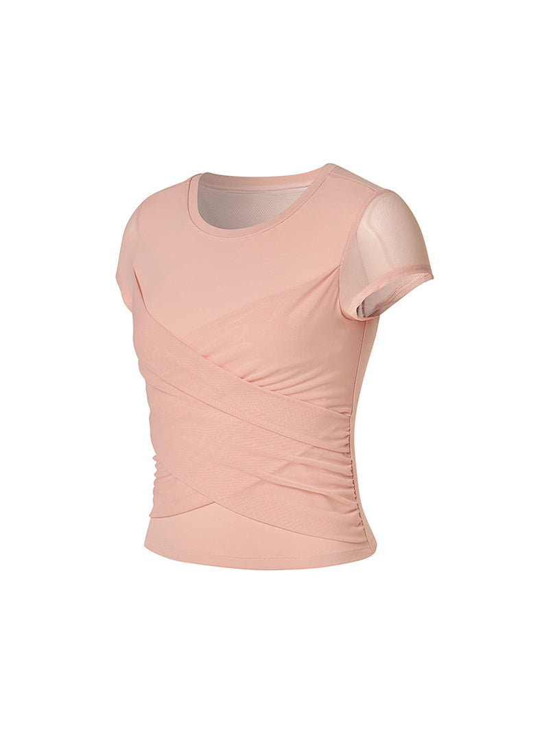 コットンライク クロス メッシュ 半袖 ブラトップ