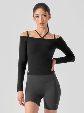 BLACK LABEL シグネチャー パワーライズ オフショルダー 長袖 ブラトップ