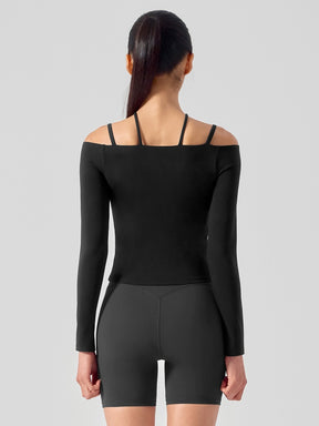 BLACK LABEL シグネチャー パワーライズ オフショルダー 長袖 ブラトップ