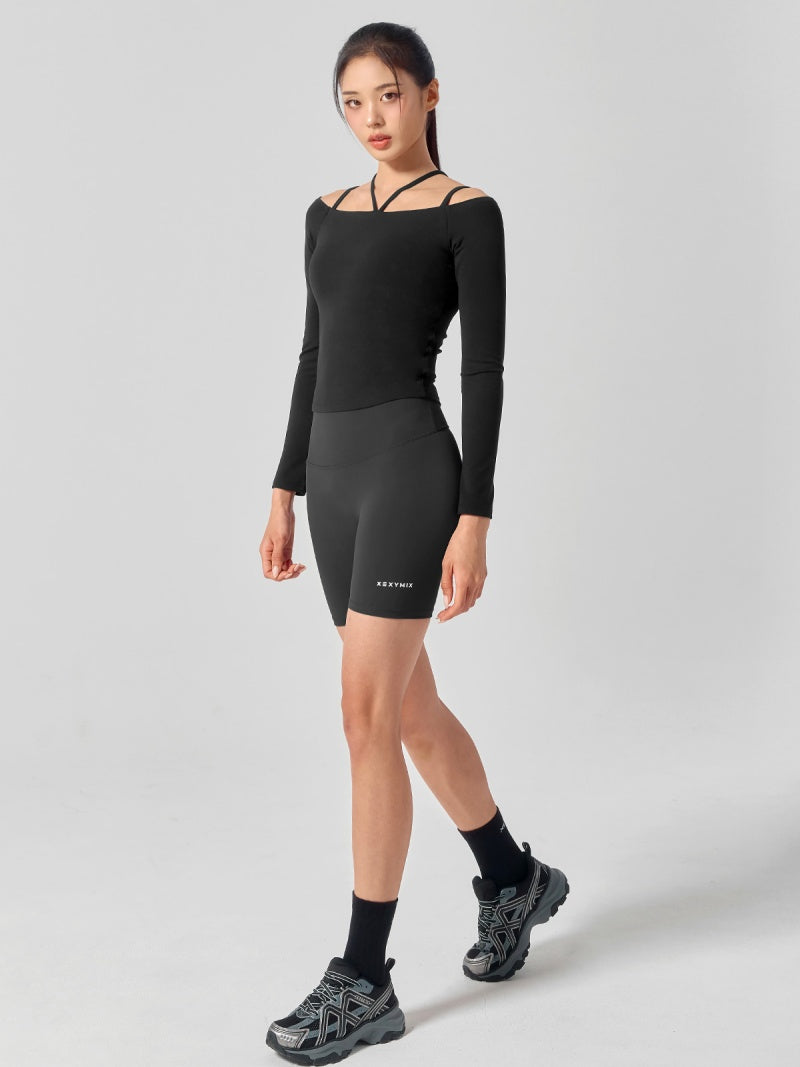 BLACK LABEL シグネチャー パワーライズ オフショルダー 長袖 ブラトップ