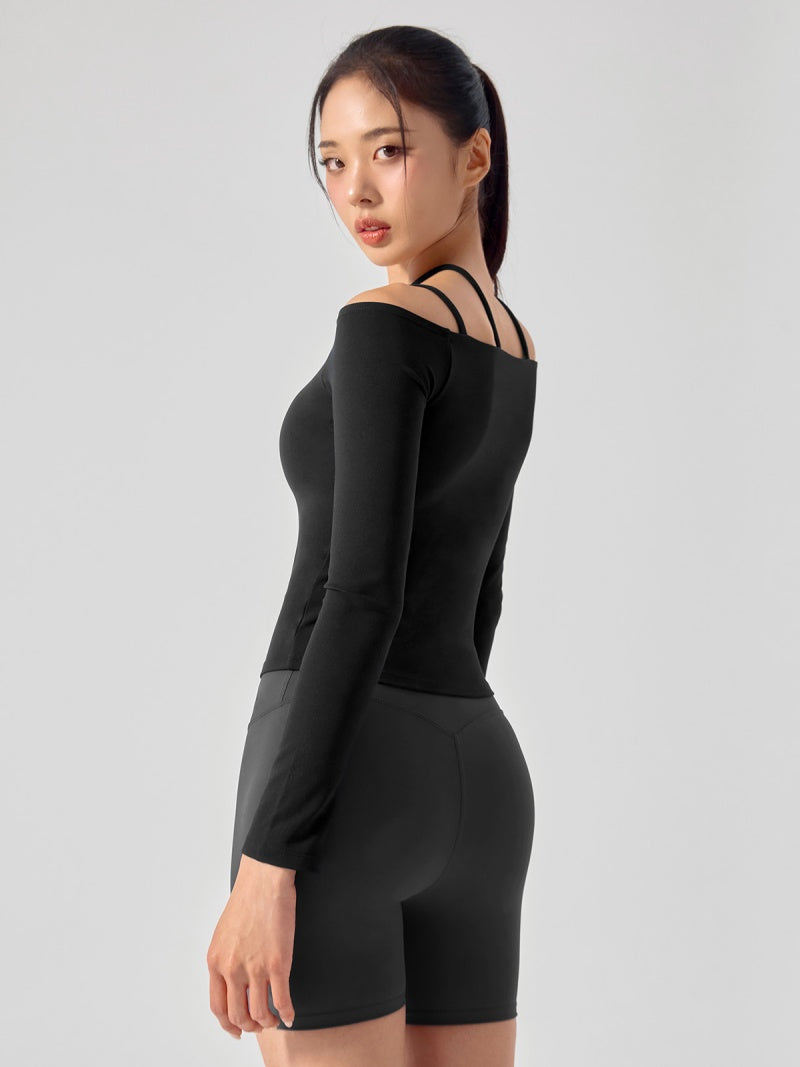 BLACK LABEL シグネチャー パワーライズ オフショルダー 長袖 ブラトップ