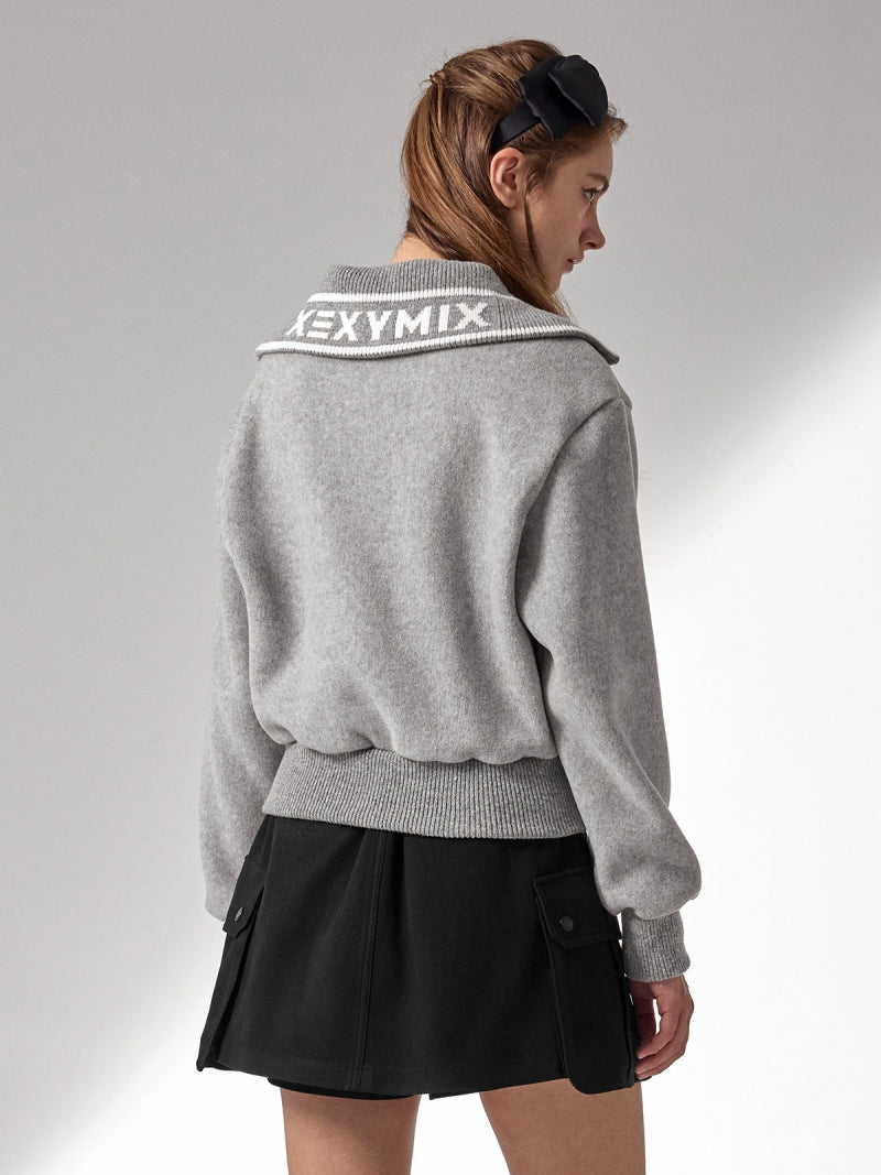 ニットカラーフリースジャンパー