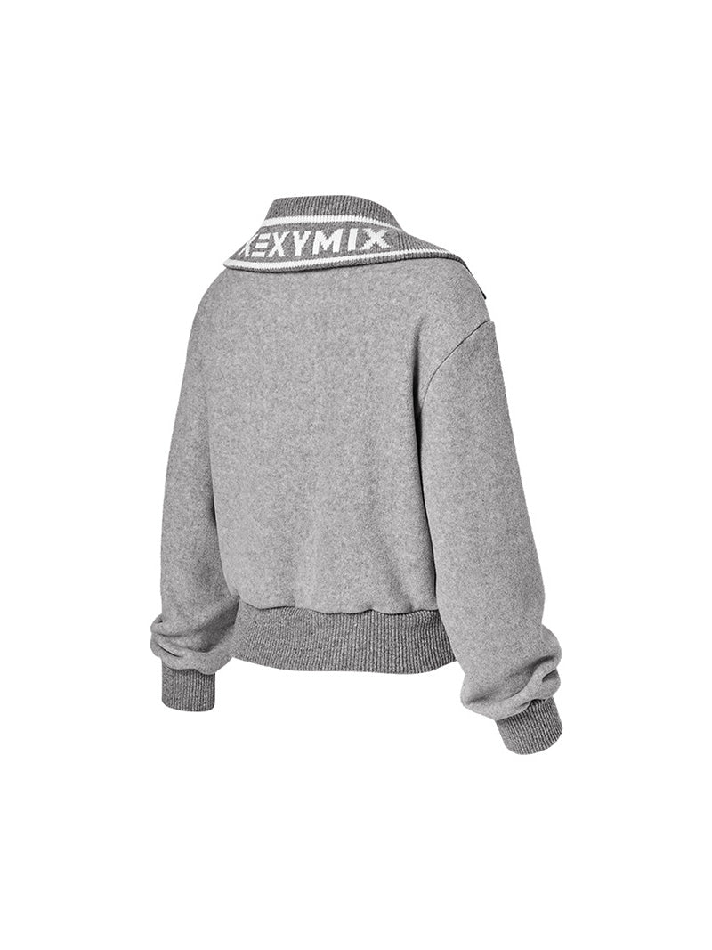 ニットカラーフリースジャンパー