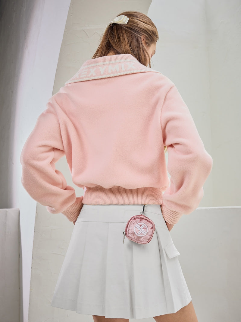 ニットカラーフリースジャンパー