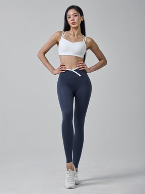 オーバーラップ 配色ライン レギンス