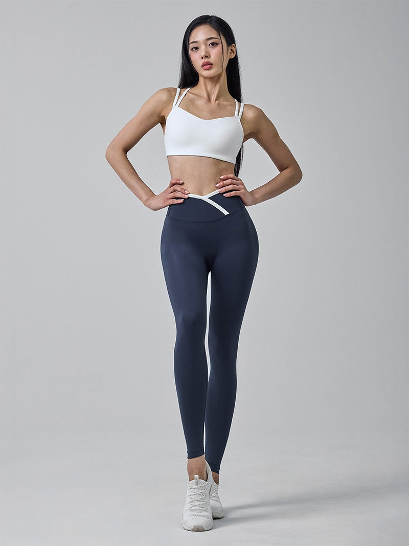 オーバーラップ 配色ライン レギンス