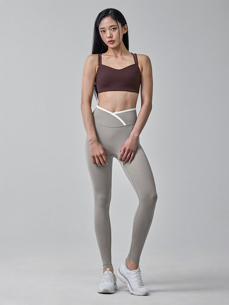 オーバーラップ 配色ライン レギンス