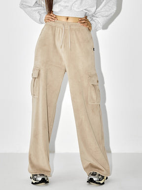 【裏起毛】ソフトコーデュロイ カーゴ ワイドパンツ