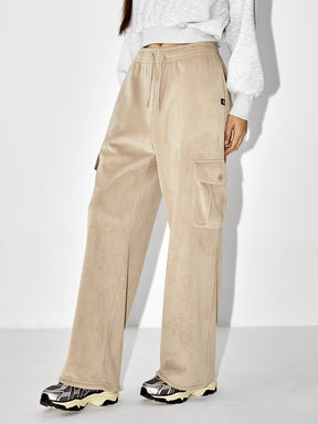 【裏起毛】ソフトコーデュロイ カーゴ ワイドパンツ