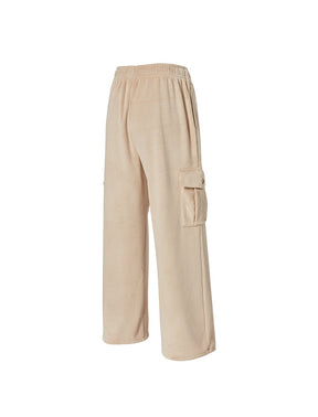 【裏起毛】ソフトコーデュロイ カーゴ ワイドパンツ