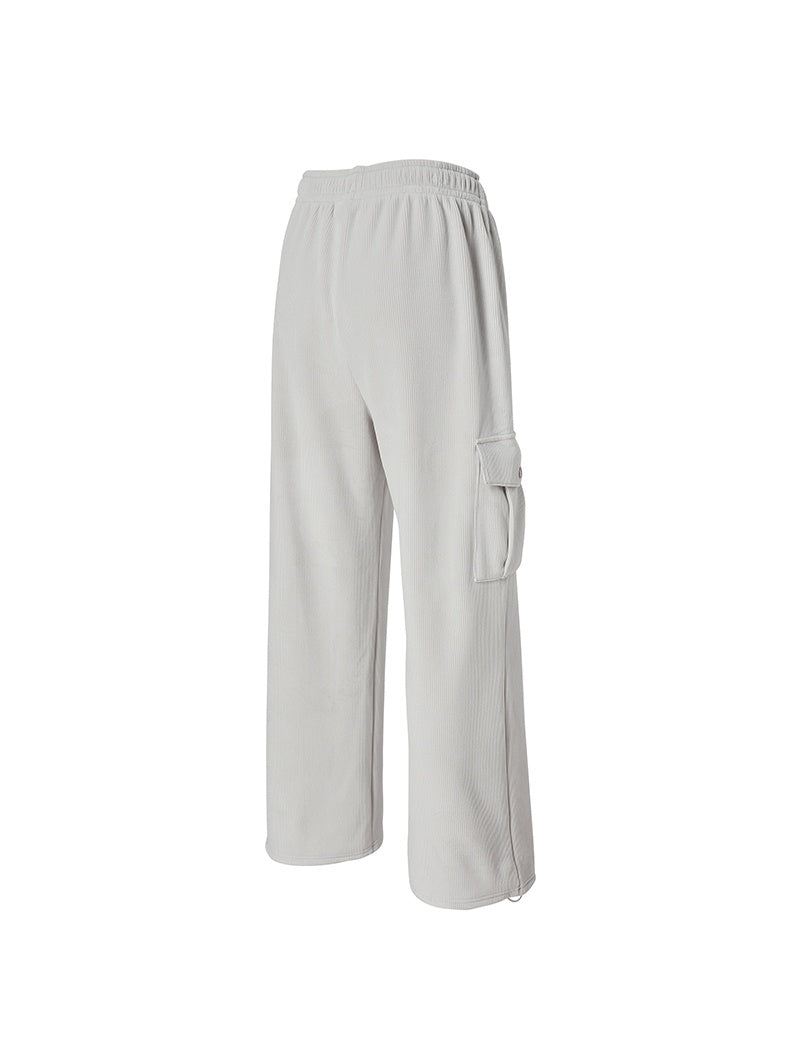 【裏起毛】ソフトコーデュロイ カーゴ ワイドパンツ