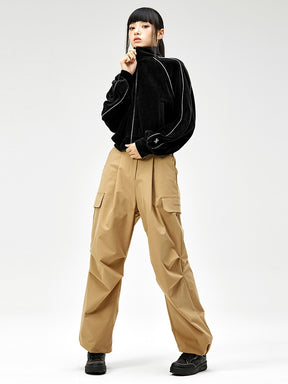 リップストップ カーゴ風 ワイドパンツ