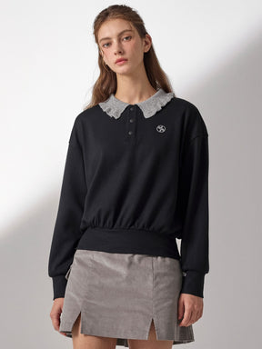 リブ フリル襟 長袖