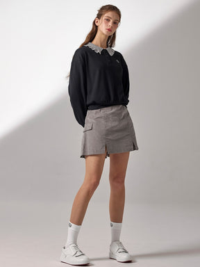 リブ フリル襟 長袖