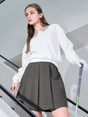 リブ フリル襟 長袖