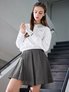 リブ フリル襟 長袖