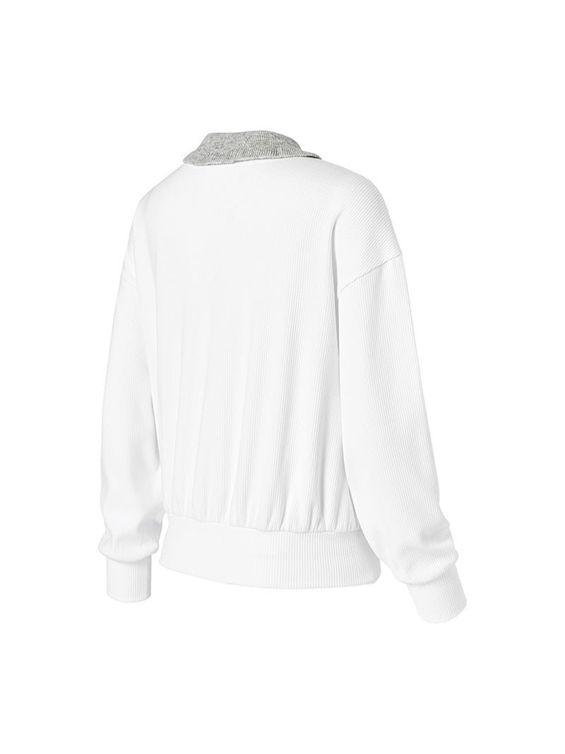 リブ フリル襟 長袖