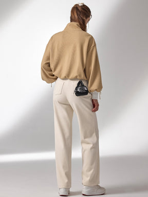 ダブルライン リボン ハイネック 長袖