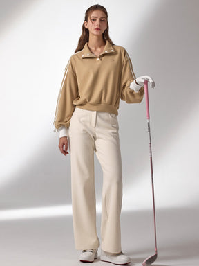 ダブルライン リボン ハイネック 長袖