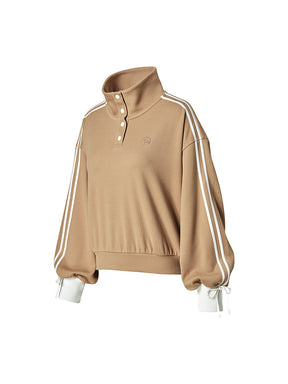 ダブルライン リボン ハイネック 長袖