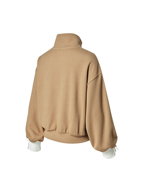 ダブルライン リボン ハイネック 長袖