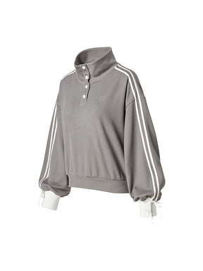 ダブルライン リボン ハイネック 長袖