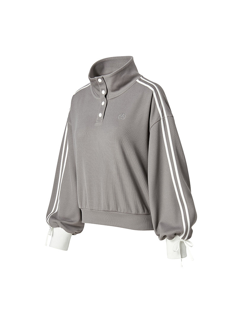 ダブルライン リボン ハイネック 長袖