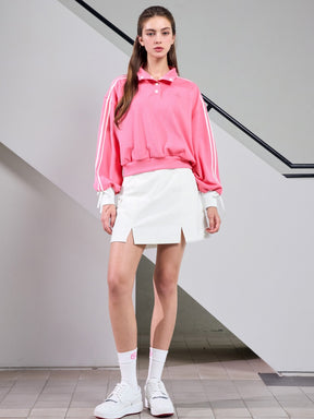 ダブルライン リボン ハイネック 長袖