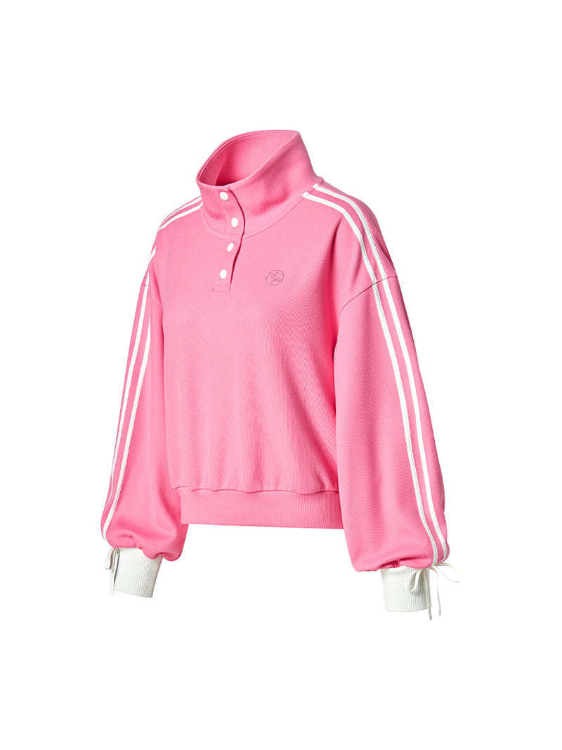 ダブルライン リボン ハイネック 長袖