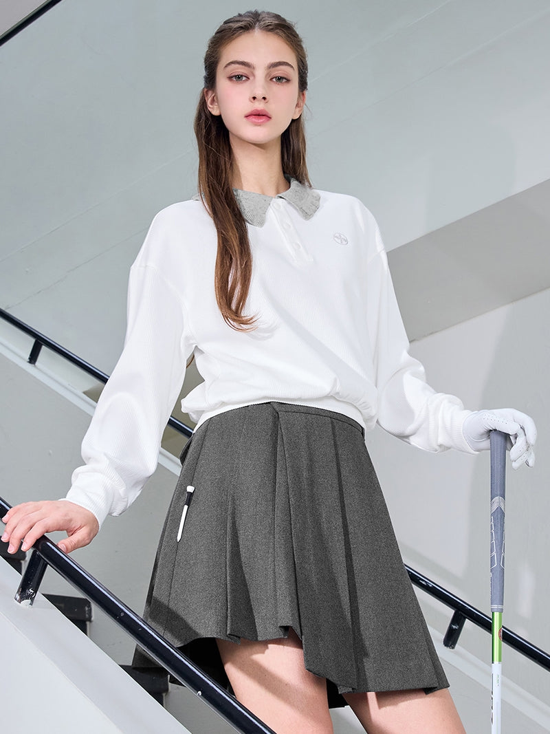 アシンメトリー プリーツ ラップスカート